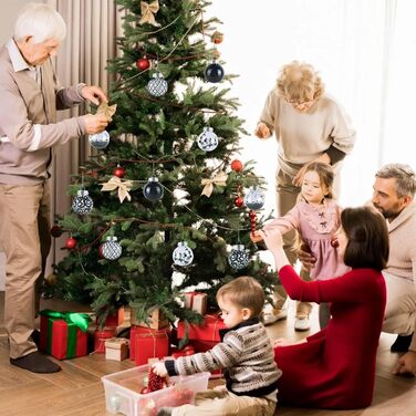 30 шт. Новорічні кулі - прикраси для ялинки, блакитні (прозорі, чорні), 6 см, ручної роботи, з петелькою