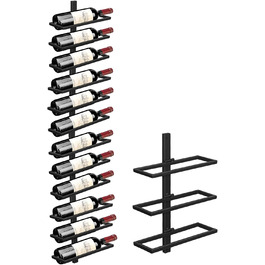 Wine Rack Bottle Rack for 6 Bottles, Metal Wine Rack Hanging Wall Mount Wine Bottle Shelves, Wall Shelf Wine Storage Shelf for Kitchen Dining Room Bar (Level 12)