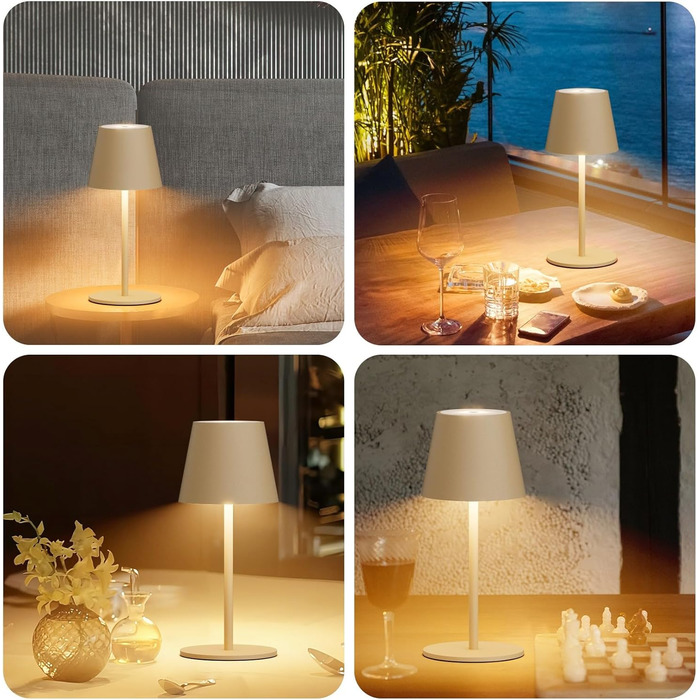 Акумуляторний LED світильник настільний 26 см, 5000mAh, Khaki (2 шт) - кемпінговий, водонепроникний IP54, для ресторану, спальні, бару