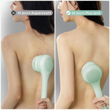Електрична щітка для спини Gentle Exfoliating, для глибокого очищення, з довгим ручним, для жінок, чоловіків, літніх людей, рожевого (блідо-зеленого) кольору
