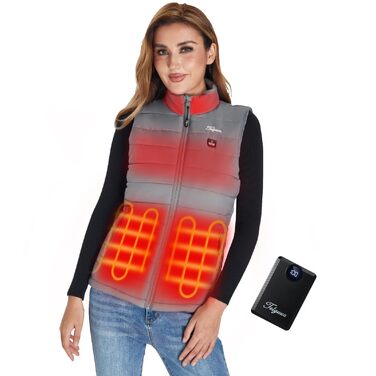 Гріюча жилетка для жінок Telguua з акумулятором 5V 12000mAh, USB-C, 4 зони нагріву, 3 режими температури, для активного відпочинку, біла (S, Gray)