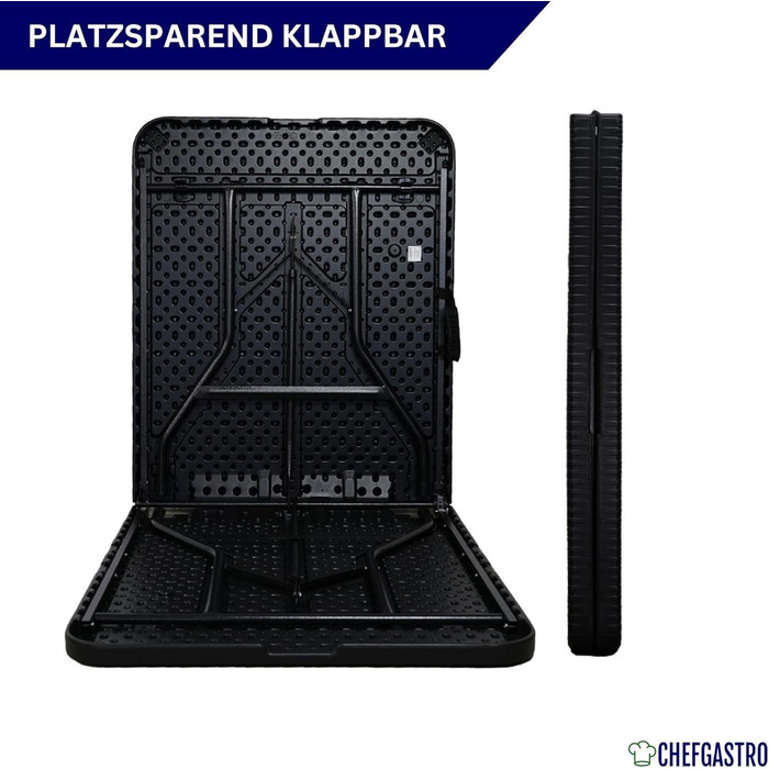 Розкладний буфетний стіл CHEFGASTRO 180x74 см для саду, тераси, балкону. Чорний, ротанг, 8 осіб