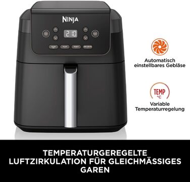 Фритюрниця Ninja AF170EU без олії, 6.2 л, чорна - аерофритюрниця, духовка, дегідратор, підігрів, цифрове керування, антипригарне покриття