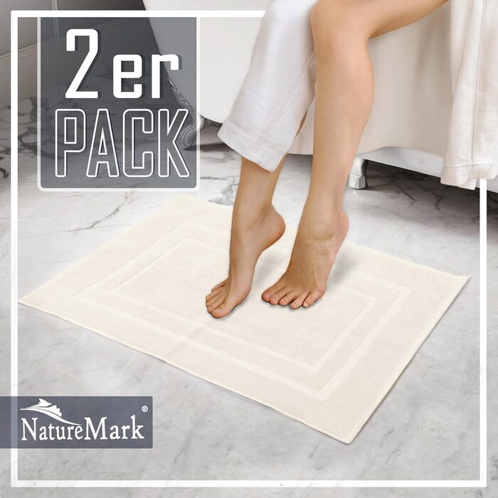 Набір килимків для ванної кімнати NatureMark, 100% бавовна, 50 x 80 см, преміум-якість, колір натуральний/кремовий (2 шт.)
