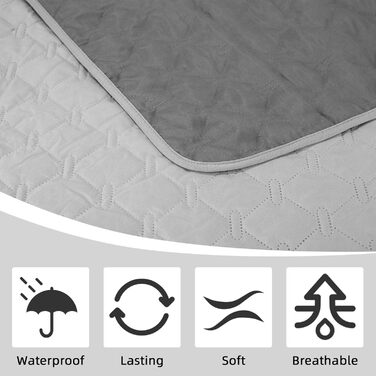 Водонепроникний килимок для собак та котів 170x200 см - захист ліжка та дивану, сірий