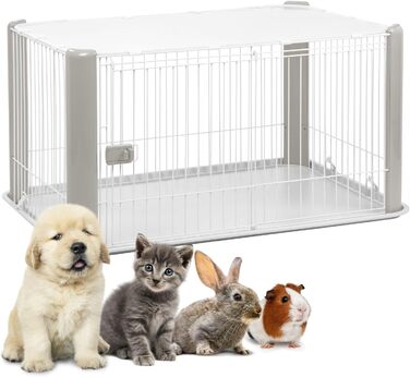 Вольєр для цуценят Iris Ohyama з дверцятами та знімним дахом, білий, 60 см, для собак та котів, вольєр для собак, забіг для цуценят, для вулиці та дому