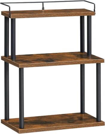 HOOBRO Spice Rack, Kitchen Shelf, 3-Tier Storage Shelf, Desk Organizer, for Kitchen Countertop, Desk, Study Room, Office, Vintage Brown EBF02TL01