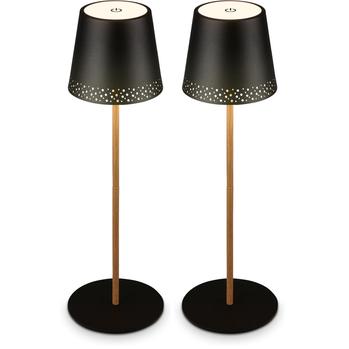 Світлодіодна настільна лампа Briloner бездротова з сенсорним керуванням, димуванням, регулюванням висоти, нічна лампа, лампа для читання, кемпінгова лампа, 38x12 см, чорний деревоподібний дизайн