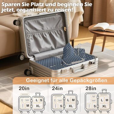 VnioLife Набори для пакування валізи - 8 шт. Органайзери для подорожей, компресійні кубики, синій та сірий