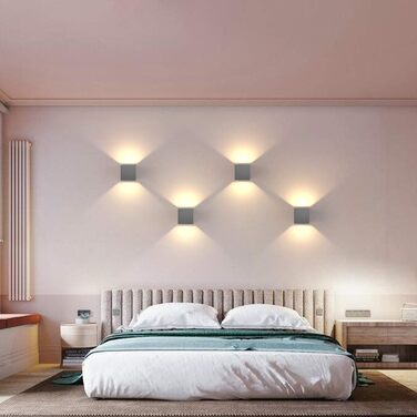 LED-стінні світильники Klighten 2 шт. 12W, регульований світловий промінь, тепле світло 3000K, IP65, для дому та саду, антрацит