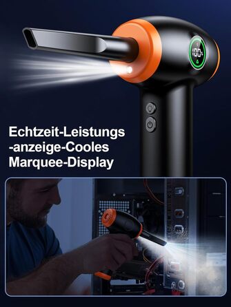Електричний пилосос ISEYOU для чищення ПК, клавіатури, авто: 90000 об/хв, LED-дисплей, 3 швидкості, 5 насадок