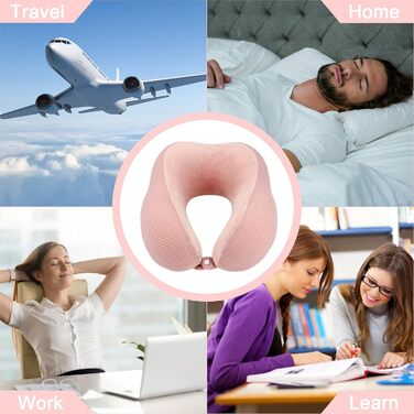 Подушка для шиї у вигляді їжачка, рожева, Memory Foam, для подорожей, авто, офісу, дому