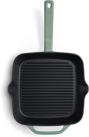 Чавунна гриль-сковорода Springlane Mint 26 см - Емальована сковорода для стейків з ребрами гриля, підходить для всіх плит, включаючи індукційні