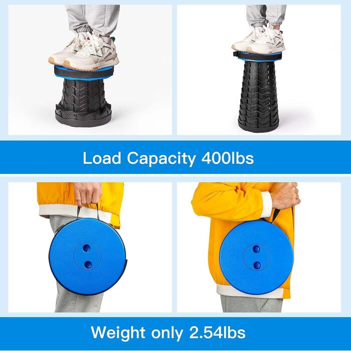 Складний туристичний стільчик-телескоп, 397Lb, блакитний. Легкий, стабільний, регульований по висоті. Для кемпінгу, риболовлі, пікніка, відпочинку вдома та подорожей.
