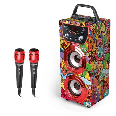 Караоке машина дитяча Trendix Rosa з 2 мікрофонами, FM-радіо, USB, Bluetooth, SD-карти. Музична коробка з мікрофоном - подарунок для дітей (Monster Club)
