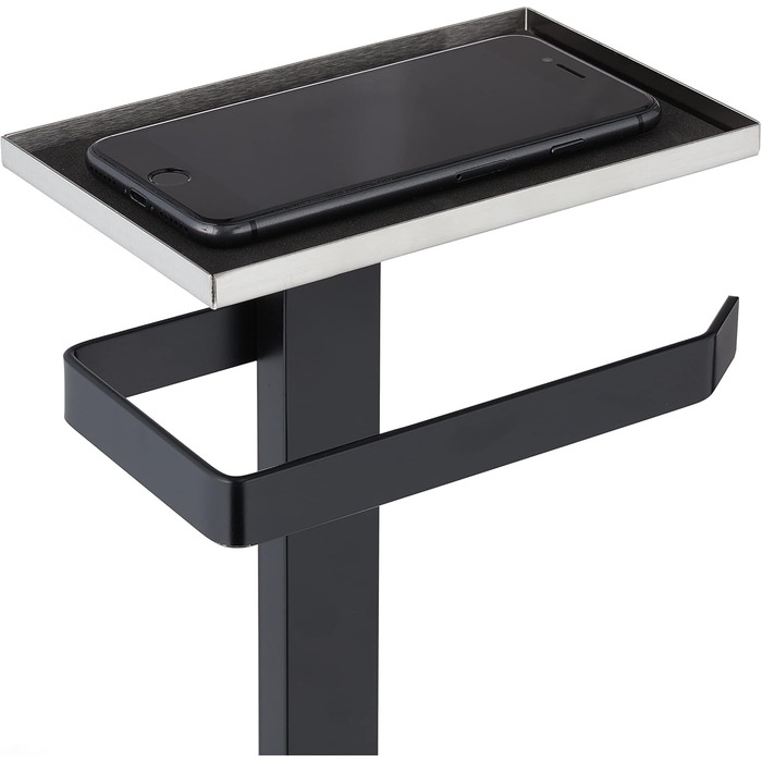 Набір для ванної кімнати Relaxdays: тримач туалетного паперу, щітка для туалету та підставка, полиця, срібно-чорний, 69x26x18 см