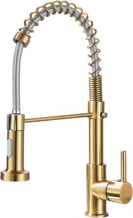 Кухляна змішувач Hbronzeshower з висувною лійкою, 360° обертання, нержавіюча сталь, з душем, для кухні