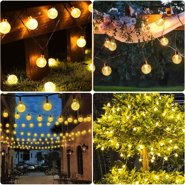 Сонячна гірлянда для вулиці, 100 LED, 15+3м, IP65, 8 режимів, тепле світло