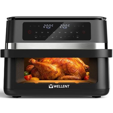 Аерофритюрниця WELLENT 12л з двома камерами (4+7л) 2600 Вт - 10-в-1, сенсорний екран, функція Match&Sync, миття в посудомийній машині