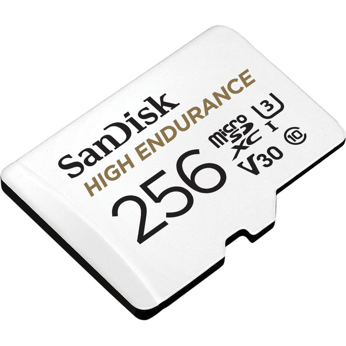 Карта пам'яті microSDXC SanDisk High Endurance 256 GB з адаптером для відеореєстраторів та камер спостереження, V30, 100 МБ/с, Full HD/4K