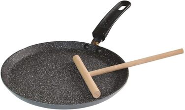 STONELINE Back to Nature Crepe Pan Induction 25 cm, Omelette Pan with real stone particles, Pancake/Pancake Pan Non-Stick, Fat-Free Frying, All Cooktops, (Riveted)