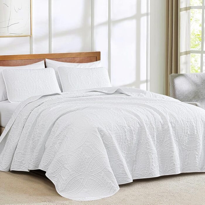 Комплект декоративних покривал Chezmoi Collection Austin (3 шт., Queen, білий)