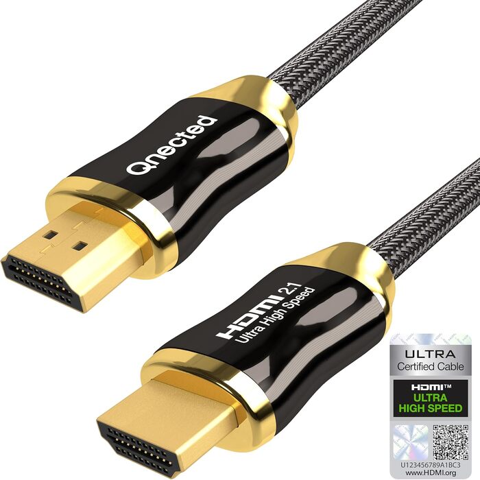 HDMI 2.1 кабель Ultra High Speed | 4K 120Hz/144Hz, 8K 60Hz, 48 Gbps | для PS5, Xbox Series X/S | 2 метри, Чорний