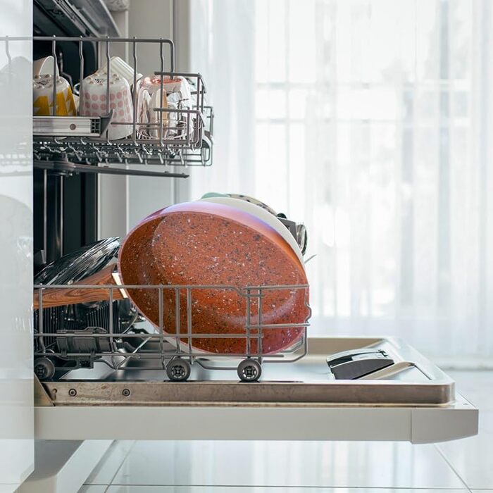 Сковорода Livington Copper & Stone 28 см з кришкою - індукційна, антипригарна, для всіх плит. Сковорода для смаження без олії