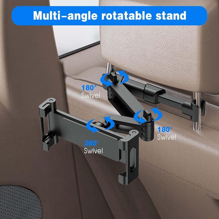 Тримач для планшета в авто UMILKI: універсальний, 360° обертання, для iPad, Samsung, Switch та смартфонів (4.7-13 дюймів)