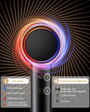 Іонський фен Föhn 200 мільйонів іонів, швидкий сушар для волосся 110 000 об/хв, компактний фен для подорожей, дому, салону. 3 температурні режими та 2 швидкості, концентрат. Сірий колір