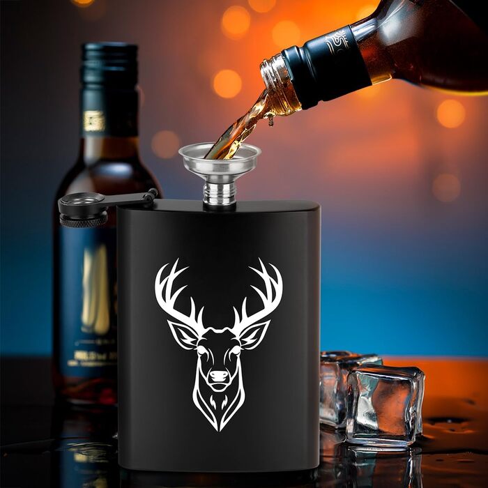 Фляга туристична 237мл з нержавіючої сталі, з воронкою та листівкою, у подарунковій коробці, для кемпінгу, піших прогулянок та активного відпочинку (дизайн 