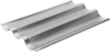 BuyWeek Baguette Baking Sheet, 3-Groove Stainless Steel Baguette Baking Mold French Bread Baking Sheet Pan Kitchen Baking Tool Silver