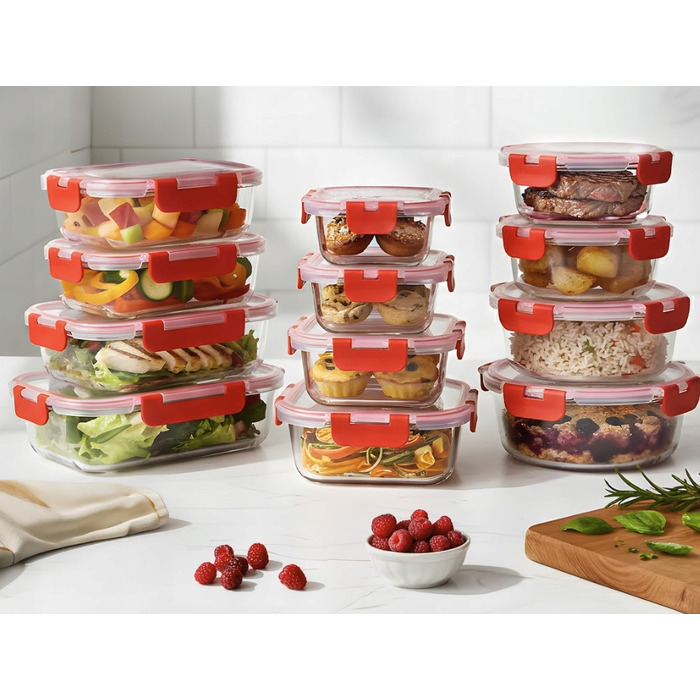 Набір скляних контейнерів для їжі Nutrichef, 24 шт., без BPA