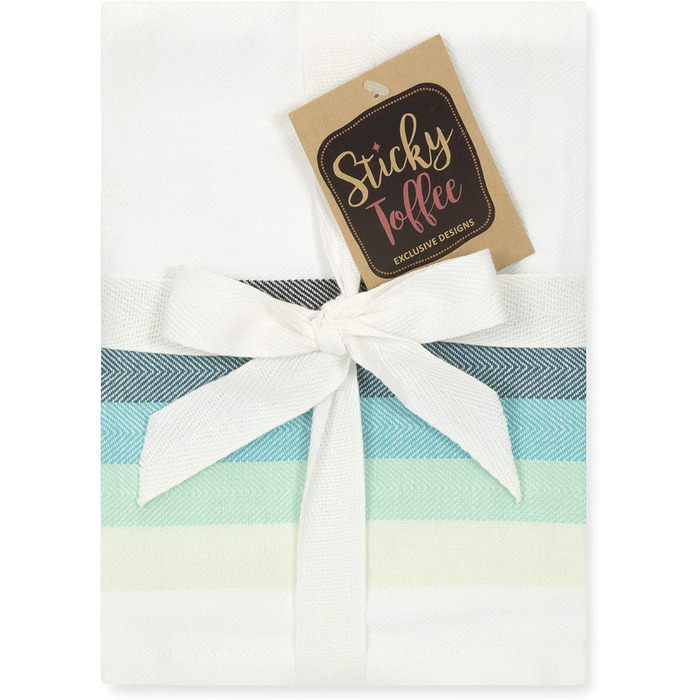 Sticky Toffee 100% Cotton Dishcloths, Multicolor Herringbone Pattern, Pack of 5 Dishcloths | 50 x 70 cm | Turquoise Blue | Absorbent Restaurant, Bar, Glass Kitchen Cloths