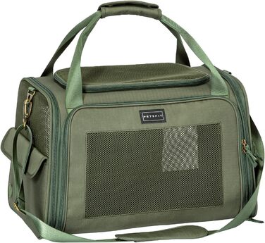 Транспортна переноска для котів та собак Petsfit, складна, 47L x 30B x 30H см, оливковий колір