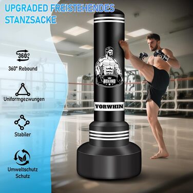 Стендова боксерська груша для дорослих та підлітків, 175 см, міцна боксерська груша для ударів, комплект з боксерськими рукавичками та електричним насосом, боксерська груша для чоловіків, ідеальна для тренувань MMA та кікбоксингу
