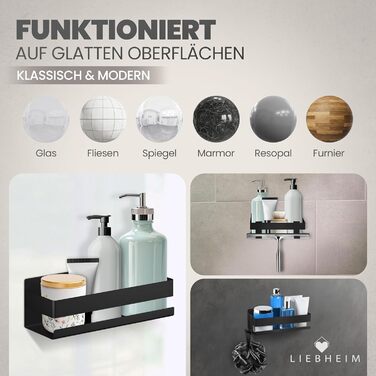 Поличка для душу без свердління, органайзер для ванної кімнати, полиця для душу, срібляста поличка з алюмінію (чорний/алюміній)