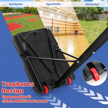 COSTWAY Adjustable Height Basketball Stand - Outdoor Basketball Hoop with Stand & Wheels, Weighted Base, Mobile Basketball System for Kids & Teens - Includes Ball & Pump