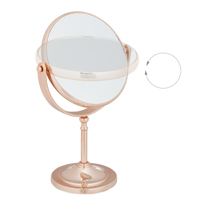 Relaxdays Makeup Mirror with Magnification, Copper Finish