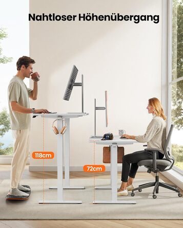 Електричний стіл ErGear 160x80 см, регульований по висоті з 4 пам’ятями, геймерський письмовий стіл з чотирисекційною стільницею, білий