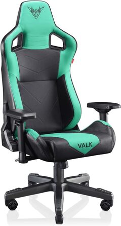 Крісло ігрове VALK Gaia з підлокітниками 4D, регульоване на 160º, газовий амортизатор класу 4, штучна шкіра, Aqua Menthe