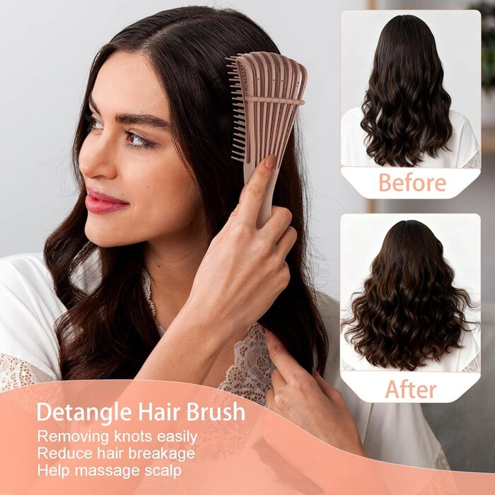 Щітка для волосся з пляшкою спрею 200 мл, розпушувач для натурального волосся, для афрокудрявого волосся 3a-4c, для кучерявого, хвилястого та локонованого волосся, набір з 3 шт. щітки для начісування, щітка з подвійною стороною (терракотова)