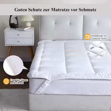 Threads For Bed® Breathable Mattress Topper/Fitted Sheet 120x200 made from cotton fabric, Washable mattress topper for comfort & keeping away dirt, Mattress protector for mattresses & box spring beds