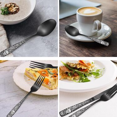 Набір столових приборів XIAOYU з дизайном черепа, готичний, з нержавіючої сталі на 4 особи (20 предметів) - для Хеллоуїну