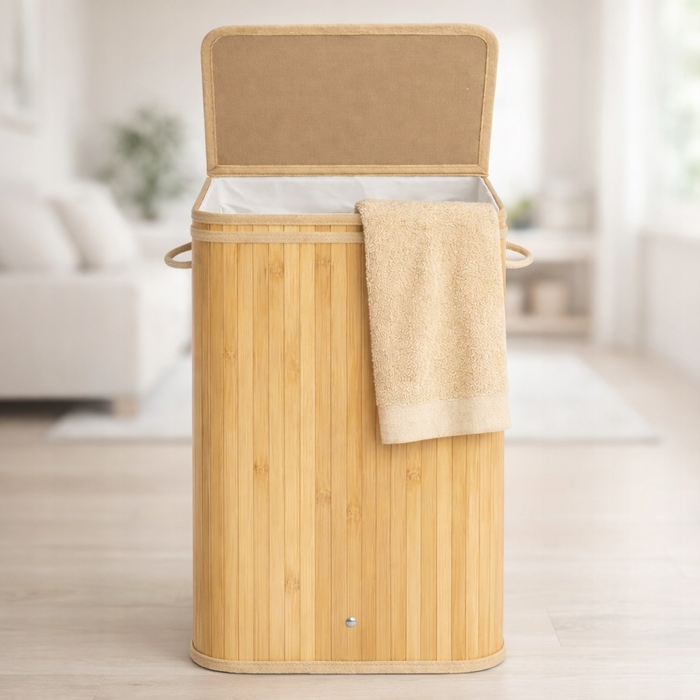 Вузький складаний кошик для білизни з бамбука, органайзер для прання, 72 л