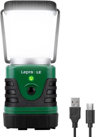 LED Camping Lantern Portable, Super Bright Rechargeable Spotlight with Handle and Hook, 4 Brightness Levels Dimmable, Emergency Light for Power Outages, Hiking, Emergencies, Blackouts, etc. [Energy Class A++]
