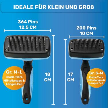 Щітка для собак та котів BluePet для довгої шерсті - видаляє підшерсток, ковтуни та вузли. Версія 2.0 з кнопкою очищення. Для щоденного використання (Блакитна) 2.0