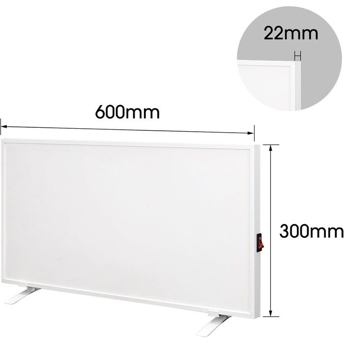 Інфрачервовий обігрівач Byecold 300W зі Standfüßen (ніжки), електричний, економний, з захистом від перегріву, білий