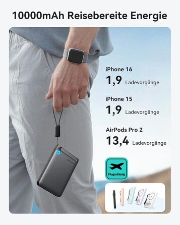 Power Bank Magsafe INIU, Qi2, 45W, 10000mAh, з кабелем USB-C та підставкою, для iPhone 17/16/15/14/13 (Blu)