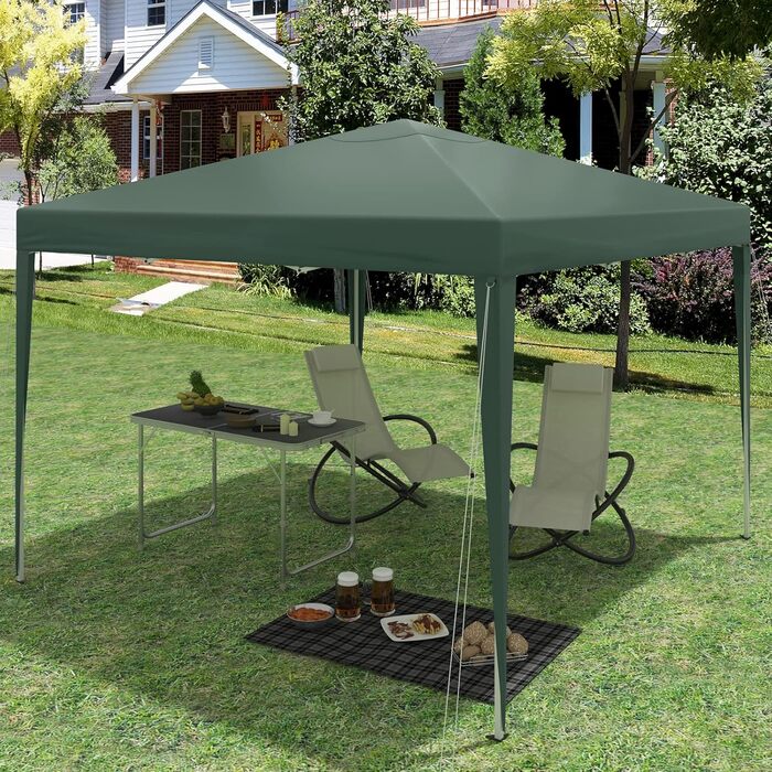 WOLTU Pop-Up Pavilion Waterproof Folding Pavilion Sun Shade Event Pavilion Garden Pavilion for Terrace Camping Festival Pagoda Tent with Oxford Fabric and Metal Frame 3 x 3 m PVL0002be (Green)